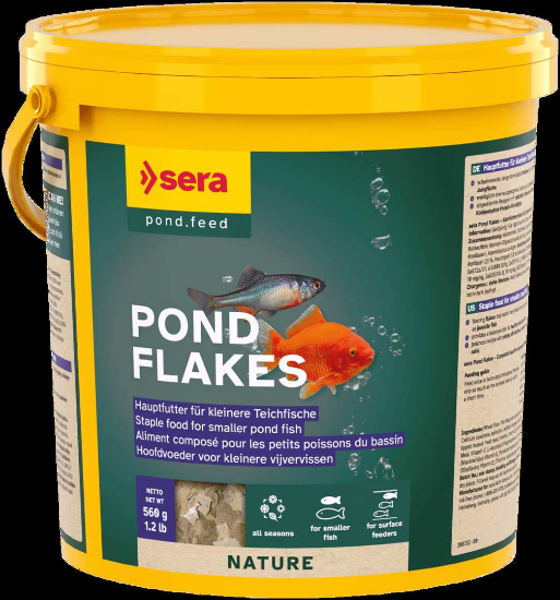 Sera Pond Flakes - Храна на люспи за златни рибки, шарани и други езерни риби, 3800 мл.